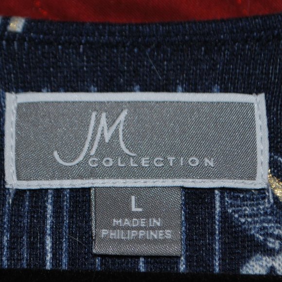 3/$30 - Navy, White & Gold Peekaboo Top - L - Picture 11 of 13